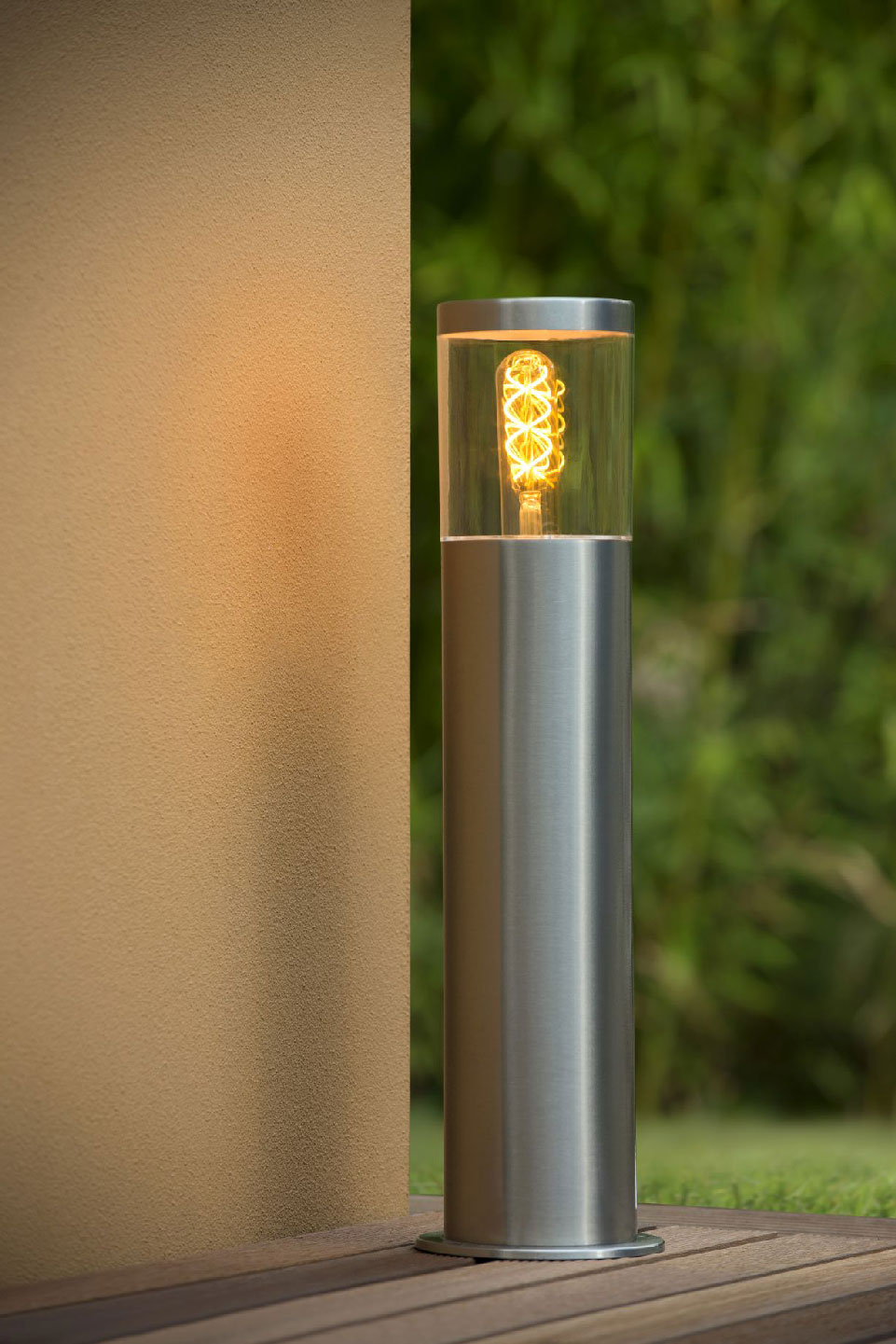 Lucide FEDOR - Outdoor Bollard Lamp - E27 - IP44 - SatinChrome